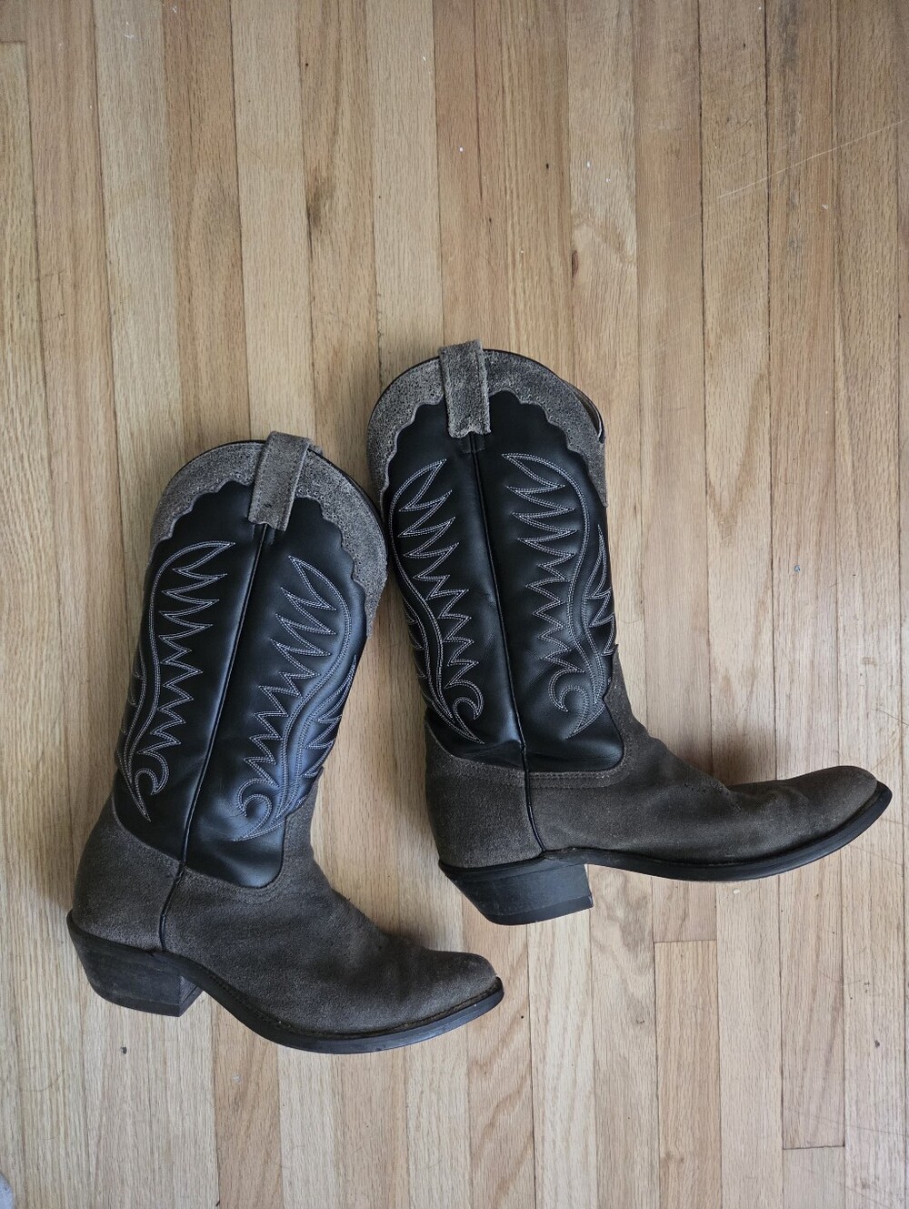 Bullrider Brown Suede & Black Western Cowboy Boots